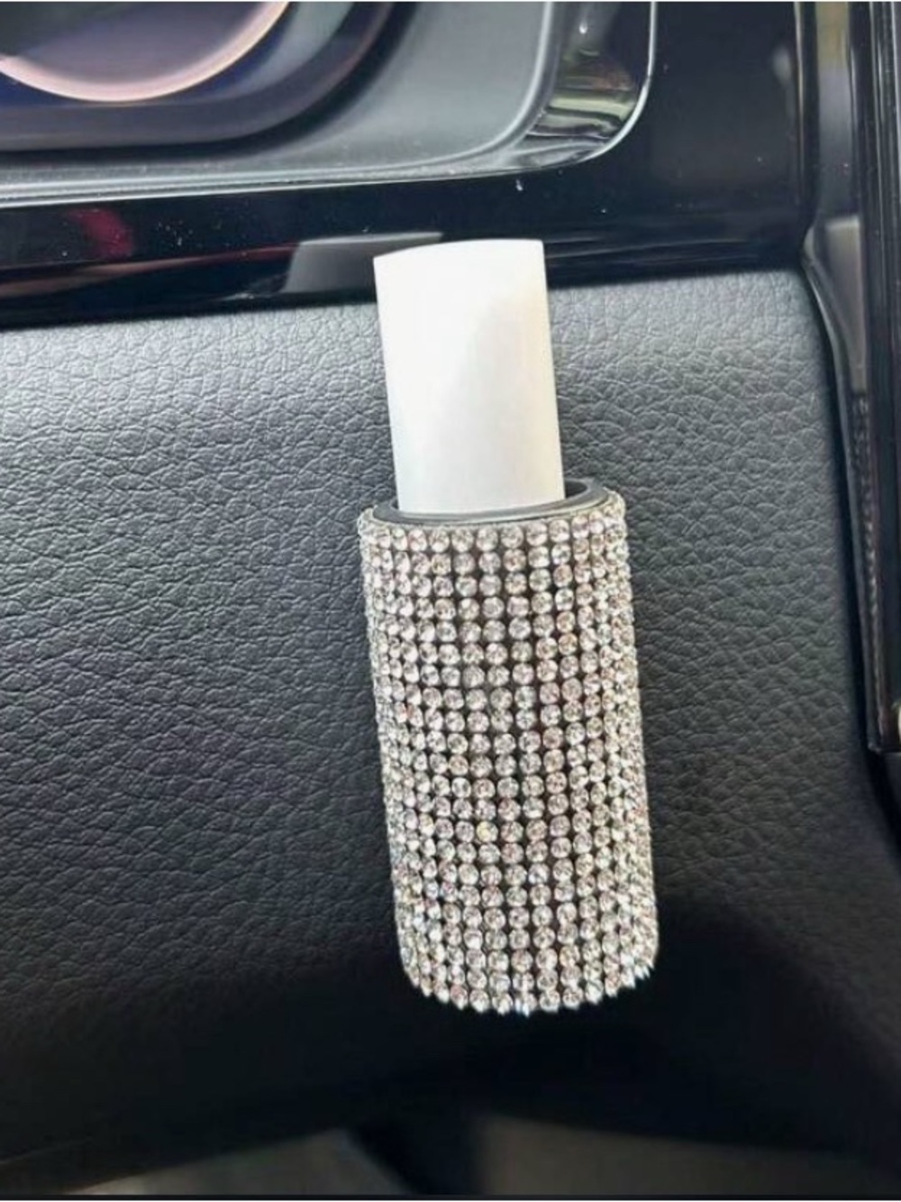 Crystal Rhinestone Lip Balm Holder - Silver